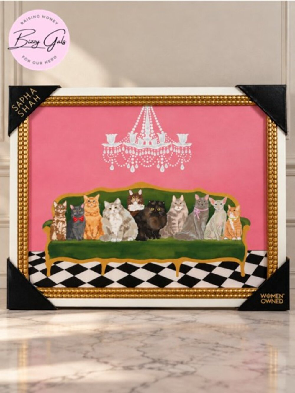 Sapna Shah Cats On Sofa Portrait Feline Friends Group Shot